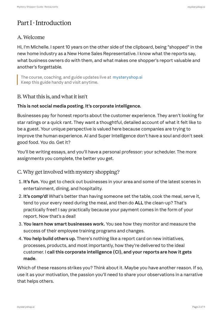 Guide page: Introduction and welcome from Michelle